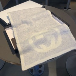 Replica Gucci Classic Cashmere Scarf Light Gray