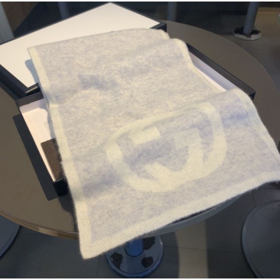 Replica Gucci Classic Cashmere Scarf Light Gray