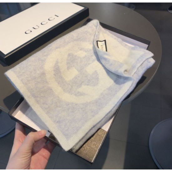 Replica Gucci Classic Cashmere Scarf Light Gray