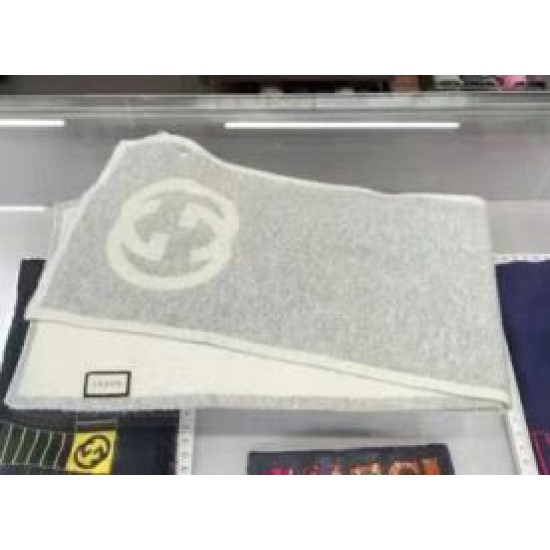 Replica Gucci Classic Cashmere Scarf Light Gray