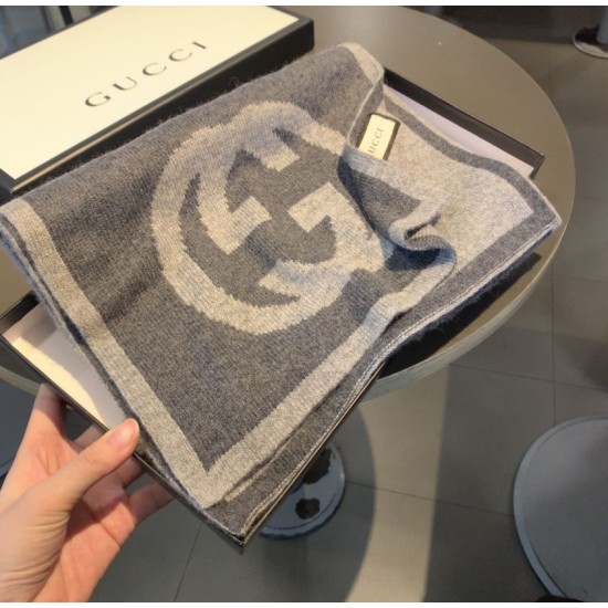 Replica Gucci Classic Cashmere Scarf Dark Gray