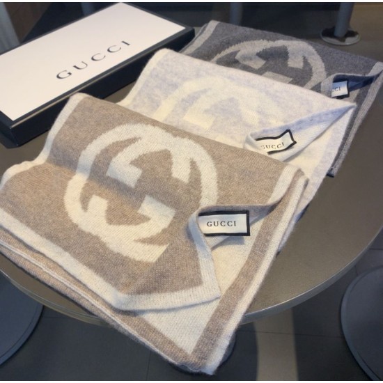 Replica Gucci Classic Cashmere Scarf Dark Gray