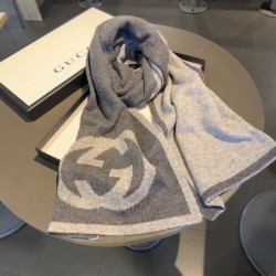 Replica Gucci Classic Cashmere Scarf Dark Gray