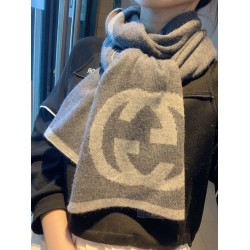 Replica Gucci Classic Cashmere Scarf Dark Gray