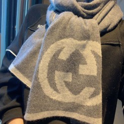Replica Gucci Classic Cashmere Scarf Dark Gray
