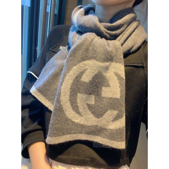 Replica Gucci Classic Cashmere Scarf Dark Gray