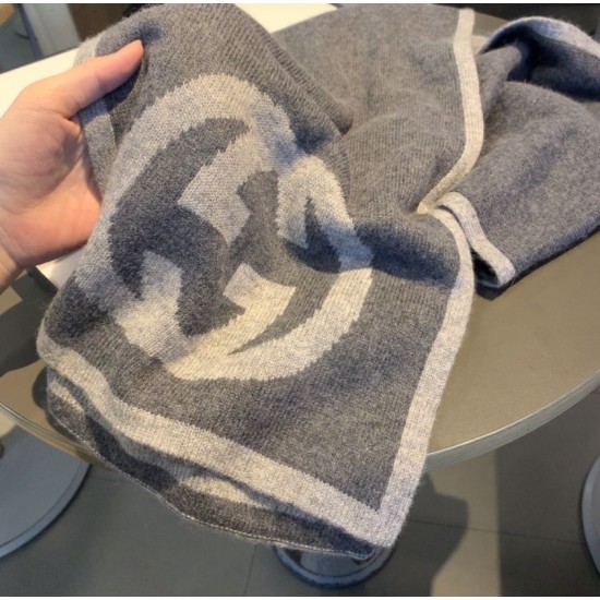 Replica Gucci Classic Cashmere Scarf Dark Gray