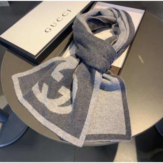 Replica Gucci Classic Cashmere Scarf Dark Gray