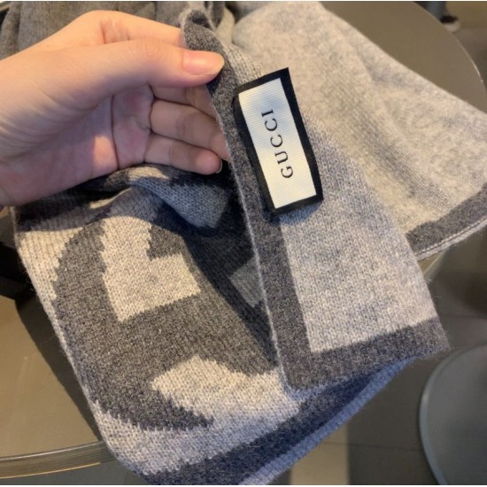 Replica Gucci Classic Cashmere Scarf Dark Gray