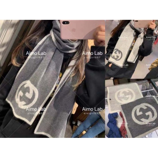 Replica Gucci Classic Cashmere Scarf Dark Gray