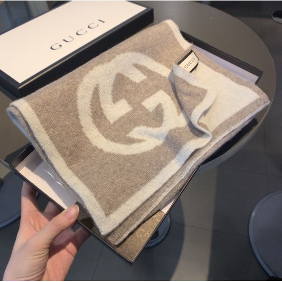 Fake Gucci Classic Cashmere Scarf Brown Replica