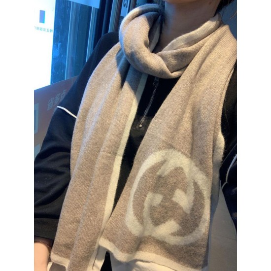 Fake Gucci Classic Cashmere Scarf Brown Replica