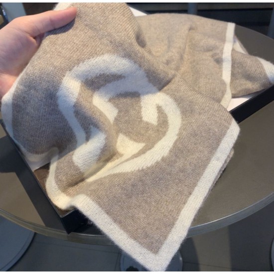 Fake Gucci Classic Cashmere Scarf Brown Replica