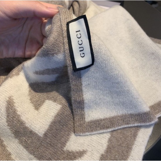 Fake Gucci Classic Cashmere Scarf Brown Replica