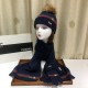 Replica Gucci Classic Cashmere Jacquard Scarf & Hat Dark Blue