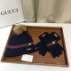 Replica Gucci Classic Cashmere Jacquard Scarf & Hat Dark Blue