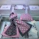 Replica Gucci Classic Cashmere Jacquard Scarf & Hat Pink / Dark Gray