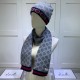 Replica Gucci Classic Cashmere Jacquard Scarf & Hat Gray