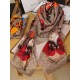 Replica Gucci classic double G letter Logo Scarf with floral elements Red