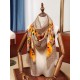 Replica Gucci classic double G letter Logo Scarf with floral elements Orange