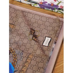 Replica Gucci classic double G letter Logo Scarf with floral elements Green