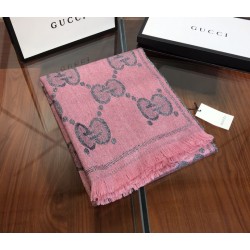 Fake Gucci GG Lurex jacquard logo cashmere scarf Rose Replica