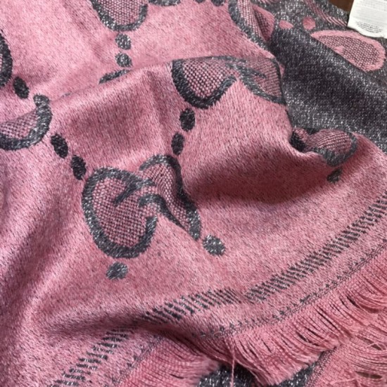 Fake Gucci GG Lurex jacquard logo cashmere scarf Rose Replica