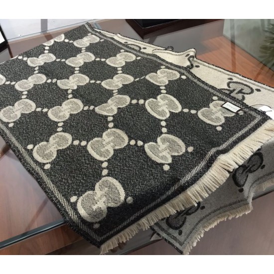 Replica Gucci GG Lurex jacquard logo cashmere scarf Gray