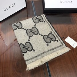 Replica Gucci GG Lurex jacquard logo cashmere scarf Gray
