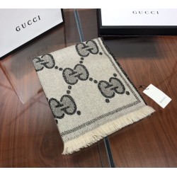 Replica Gucci GG Lurex jacquard logo cashmere scarf Gray