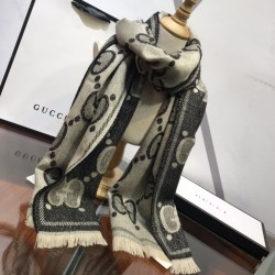 Replica Gucci GG Lurex jacquard logo cashmere scarf Gray