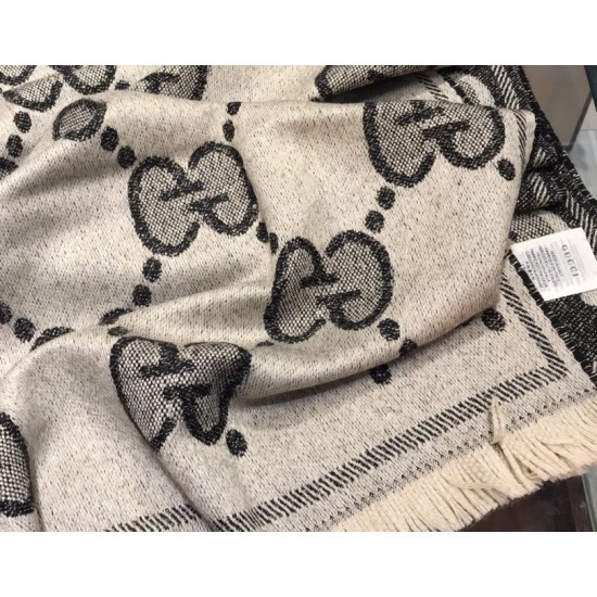 Replica Gucci GG Lurex jacquard logo cashmere scarf Gray