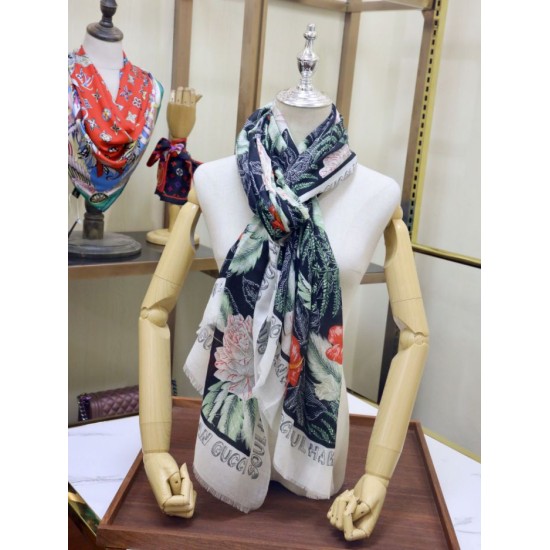Replica Gucci Limited edition cashmere printed cashmere scarf Pink
