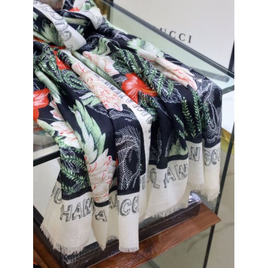 Replica Gucci Limited edition cashmere printed cashmere scarf Pink