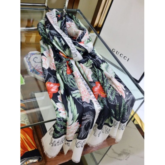 Replica Gucci Limited edition cashmere printed cashmere scarf Pink