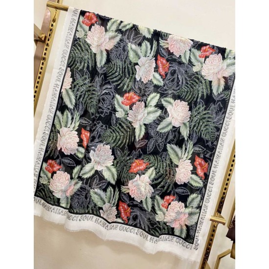 Replica Gucci Limited edition cashmere printed cashmere scarf Pink