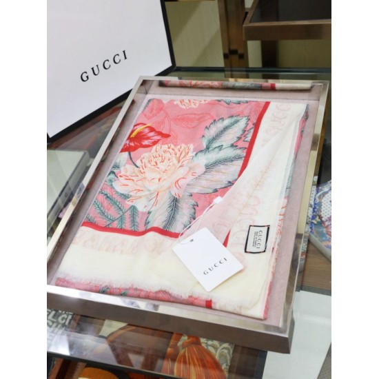 Replica Gucci Limited edition cashmere printed cashmere scarf Gray