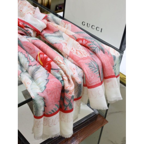 Replica Gucci Limited edition cashmere printed cashmere scarf Gray