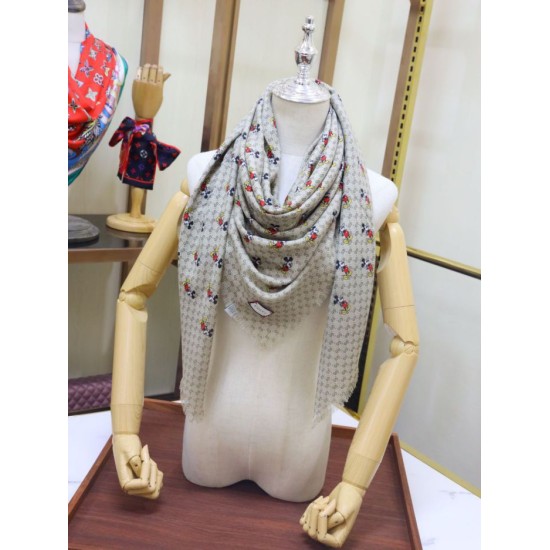 Replica Gucci Mickey velvet square scarf Beige
