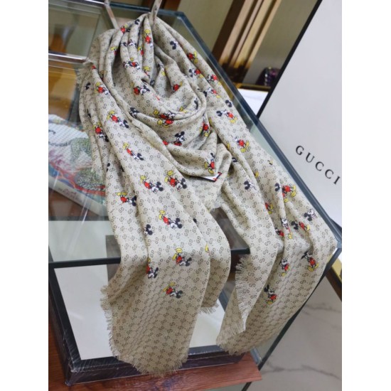 Replica Gucci Mickey velvet square scarf Beige