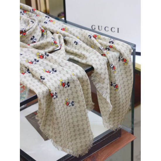 Replica Gucci Mickey velvet square scarf Beige