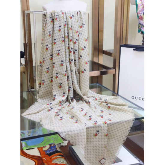 Replica Gucci Mickey velvet square scarf Beige