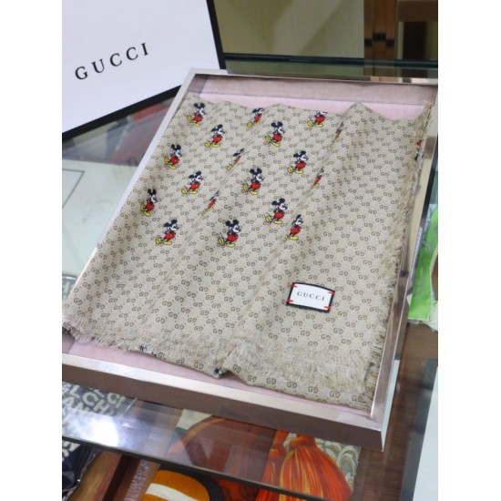 Replica Gucci Mickey velvet square scarf Beige