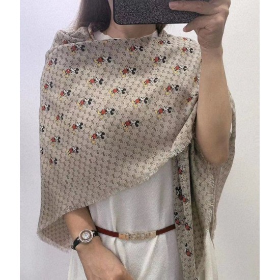 Replica Gucci Mickey velvet square scarf Beige