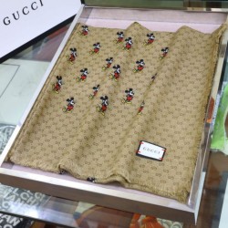 Replica Gucci Mickey velvet square scarf Brown