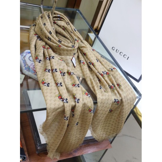 Replica Gucci Mickey velvet square scarf Brown