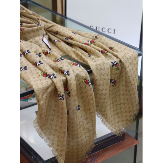 Replica Gucci Mickey velvet square scarf Brown