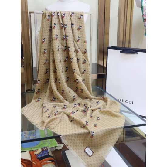 Replica Gucci Mickey velvet square scarf Brown