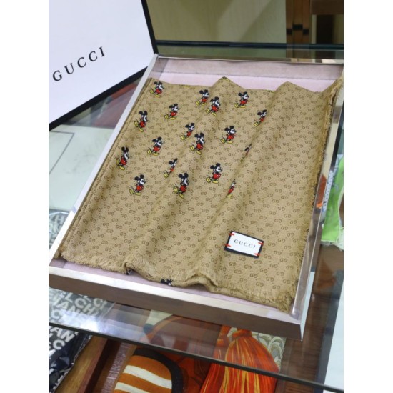 Replica Gucci Mickey velvet square scarf Brown