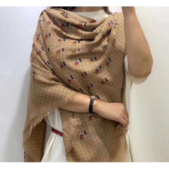 Replica Gucci Mickey velvet square scarf Brown